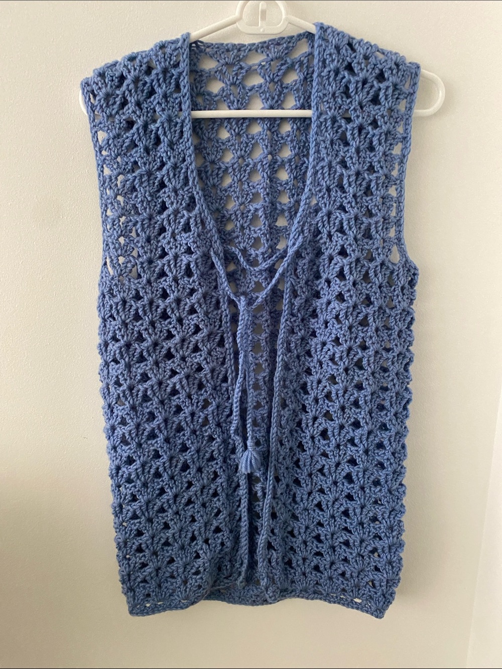 Handmade Vintage Blue Crocheted Vest